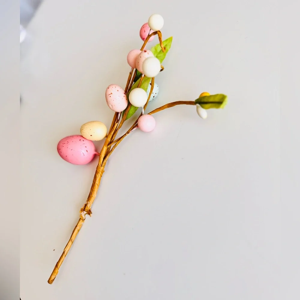Pastel Easter Egg Floral Pick Green Leaves Stem Spring Eggs Arrangement